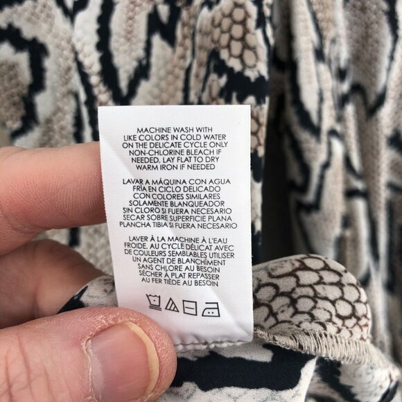 CAbi Top Womens Extra Small Serpentine Blouse Ivory Snake Print Ruffle V Neck - Picture 7 of 10